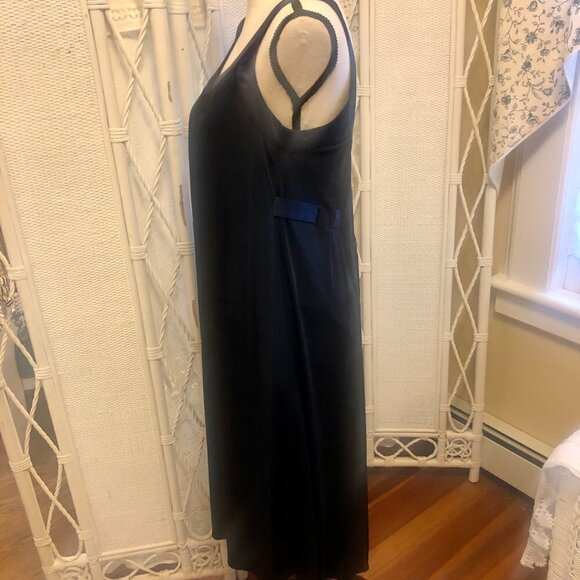 Anne Klein Dark Navy Flowy Cocktail Dress Ribbon Tie Back Scoop Neck Size 6 - Picture 7 of 17